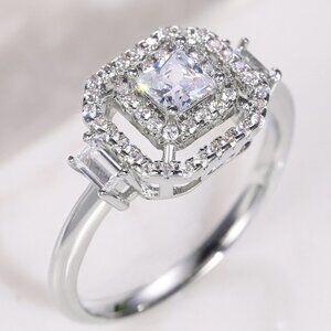 💍New Luxury Engagement Clear Diamond Square Noble Dainty Ring for Women, K782
